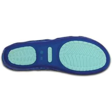 CROC Womens Adrina Open Toe Slip On Flat Shoes - Cerulean Blue/Ice Blue