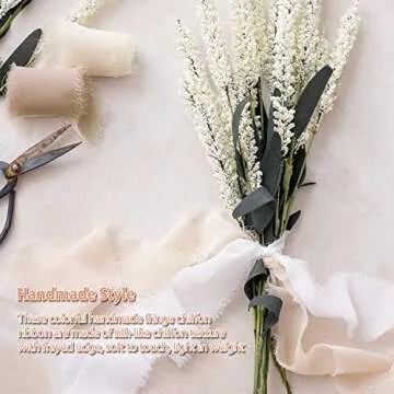 Mlurcu Chiffon Ribbon Fringe Silk Ribbon 9 Rolls Handmade Frayed Edges Ribbon 1.5 Inch x 3 Yard Fabric Boho Ribbon for Gift Wrapping Wedding Invitations Decoration DIY Craft Bridal Bouquets