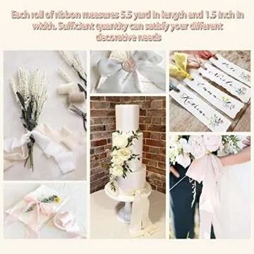 Mlurcu Chiffon Ribbon Fringe Silk Ribbon 9 Rolls Handmade Frayed Edges Ribbon 1.5 Inch x 3 Yard Fabric Boho Ribbon for Gift Wrapping Wedding Invitations Decoration DIY Craft Bridal Bouquets