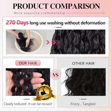 Meepo 24 Inch Curly Ponytail Extensions Synthetic Deep Wave Drawstring Ponytail For Black Women Human Hair Feeling With Clip In Thick Ponytail Hair Natural Black Hairpiece(1b#,160g) (24inch, 1b#)