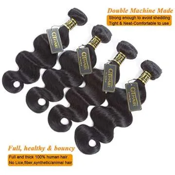 QTHAIR 16A Body Wave Human Hair Weave (16 18 20 22,400g,Natural Black) 100% Unprocessed Brazilian Virgin Hair Extensions Bundles