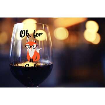 Oh, For Fox Sake 15 oz Stemless Funny Glass - Unique Themed Birthday Gifts For Men, Women, Him or Her - Perfect Idea For Office Coworker and Best Friend