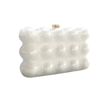 GSYPS Acrylic Clutch Purse Marbled Evening Handags Elegant Shoulder Bag for Wedding Cocktail Party Prom D-White