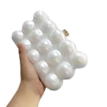 GSYPS Acrylic Clutch Purse Marbled Evening Handags Elegant Shoulder Bag for Wedding Cocktail Party Prom D-White