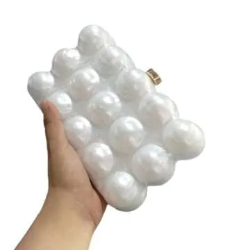 GSYPS Acrylic Clutch Purse Marbled Evening Handags Elegant Shoulder Bag for Wedding Cocktail Party Prom D-White