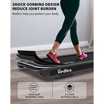 REDLIRO Walking Pad, Under Desk Treadmill 300 lb Capacity Motorized Portable Treadmill Compact, Stur...