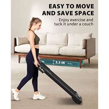REDLIRO Walking Pad, Under Desk Treadmill 300 lb Capacity Motorized Portable Treadmill Compact, Sturdy Mini Treadmill for Small Space with Remote Control, LED Display for Home & Office Use
