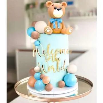 LaVenty Blue Bear Cake Decoration Blue Gold Balls Cake Topper Bears Cake Cake Decoration Baby Shower Birthday Cake Decoration