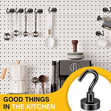 DIYMAG Magnetic Hooks for Refrigerator, Extra Strong Cruise Hook, Heavy Duty Earth Magnets with Hook for Hanging, Magnetic Hanger for Cabins, Grill (20P-Black)