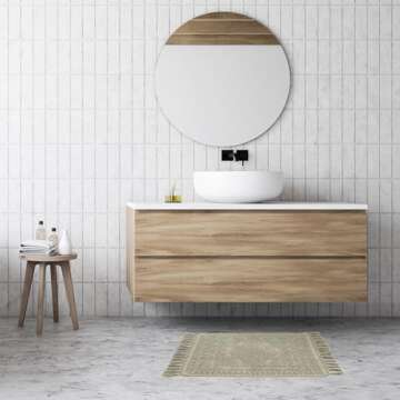 French Connection Nellore Bathroom Rugs, Woven and Beaded Bathroom Mats, Durable Non-Slip Bath Rugs,...