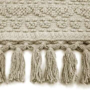 French Connection Nellore Bathroom Rugs, Woven and Beaded Bathroom Mats, Durable Non-Slip Bath Rugs, Thick BathMats for Bathroom and Shower Rugs, 17" x 28", Taupe Grey