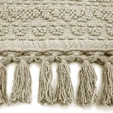 French Connection Nellore Bathroom Rugs, Woven and Beaded Bathroom Mats, Durable Non-Slip Bath Rugs, Thick BathMats for Bathroom and Shower Rugs, 17" x 28", Taupe Grey