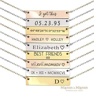 Custom Engraved Name Bar Necklace – Unique Jewelry for Her