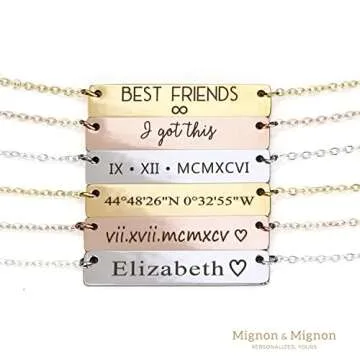 Custom Engraved Name Bar Necklace – Unique Jewelry for Her