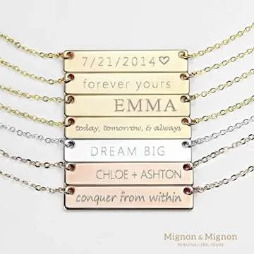 Custom Engraved Name Bar Necklace – Unique Jewelry for Her