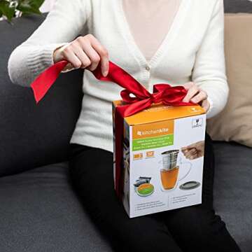 Kitchen Kite Glass Tea Cup with Stainless Steel Infuser and Lid - Microwave & Dishwasher Safe, 16oz ...