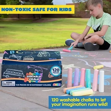 JOYIN 120 Pack Giant Washable Sidewalk Chalk for Kids