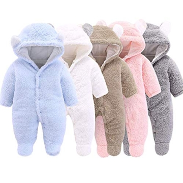 Cute Unisex Baby Winter Jumpsuit with Bear Ears