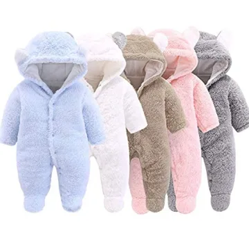 Cute Unisex Baby Winter Jumpsuit with Bear Ears
