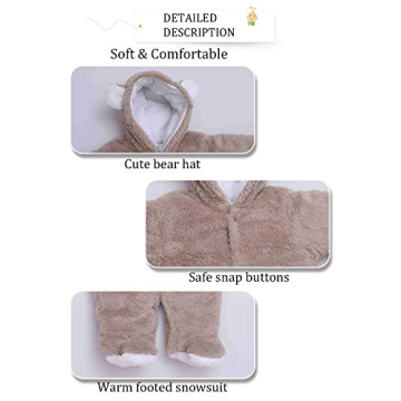 Cute Unisex Baby Winter Jumpsuit with Bear Ears
