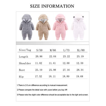 Cute Unisex Baby Winter Jumpsuit with Bear Ears