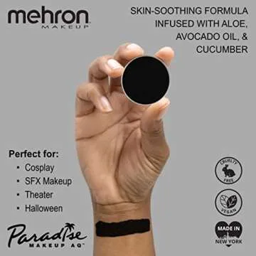 Mehron Makeup Paradise AQ Refill - Vibrant Face & Body Paint, 0.25 oz (BLACK)