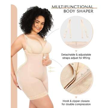 SHAPELLX Fajas Colombianas Shapewear for Women Tummy Control Body Shaper Open Bust Bodysuit For Wome...