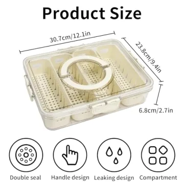 Cranviech Portable & Stylish Divided Snack Tray 4 Compartment
