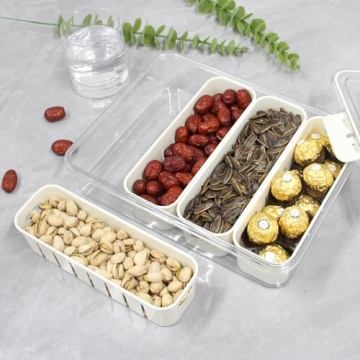 Cranviech Portable & Stylish Divided Snack Tray 4 Compartment