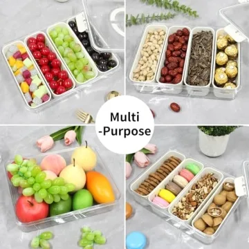 Cranviech Portable & Stylish Divided Snack Tray 4 Compartment