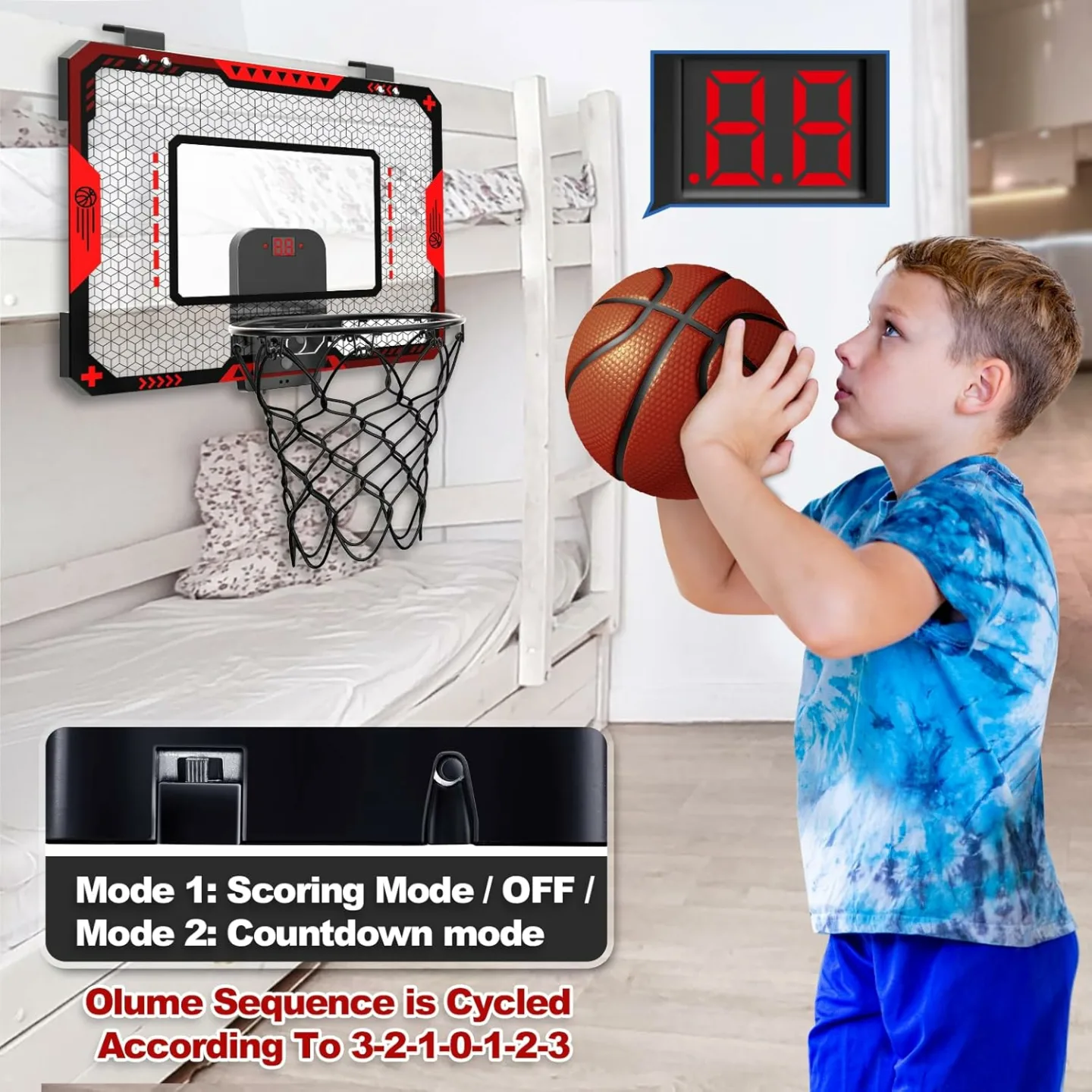 Mini Electronic Basketball Hoop for Kids 5-10+