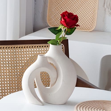 Levvohd Off White Ceramic Vase Set for Modern Decor