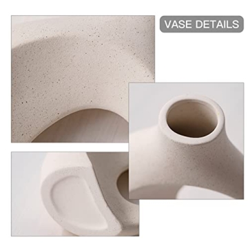 Levvohd Off White Ceramic Vase Set for Modern Decor