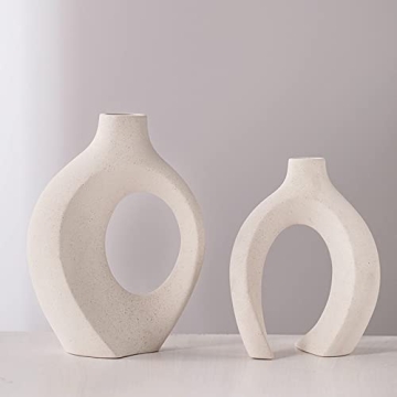 Levvohd Off White Ceramic Vase Set for Modern Decor