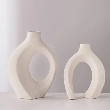 Levvohd Off White Ceramic Vase Set for Modern Decor