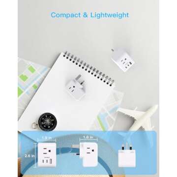US to UK Ireland Travel Plug Adapter, Type G Power Plug Adapter with 3 Outlets 3 USB Ports(2 USB C), European Travel Plug Adapter for USA to England London Scotland British Qatar Irish Hongkong