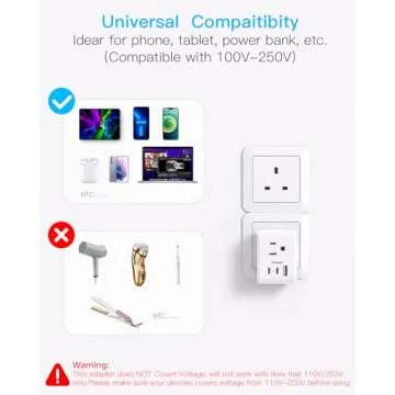 US to UK Ireland Travel Plug Adapter, Type G Power Plug Adapter with 3 Outlets 3 USB Ports(2 USB C), European Travel Plug Adapter for USA to England London Scotland British Qatar Irish Hongkong