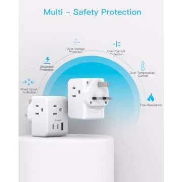 US to UK Ireland Travel Plug Adapter, Type G Power Plug Adapter with 3 Outlets 3 USB Ports(2 USB C), European Travel Plug Adapter for USA to England London Scotland British Qatar Irish Hongkong