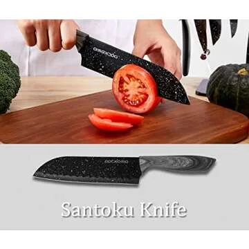 Dockorio all in one Kitchen Knife Set with Block, 19 PCS High Carbon Stainless Steel Sharp Serrated Steak Knives Set, Chef Knives, Bread Knife, Scissor, Sharpener,