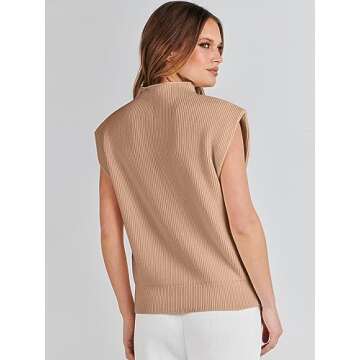 Stylish ANRABESS Mock Neck Sleeveless Sweater Vest