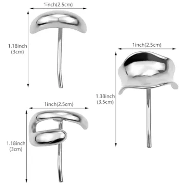 3 Pcs Silver 1-Inch Metal Ponytail Holder Hair Clips