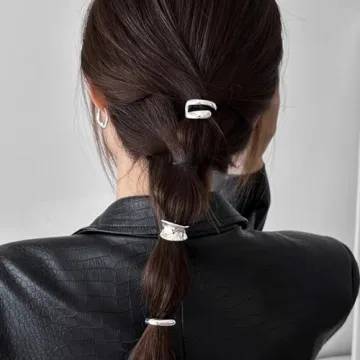 3 Pcs Silver 1-Inch Metal Ponytail Holder Hair Clips