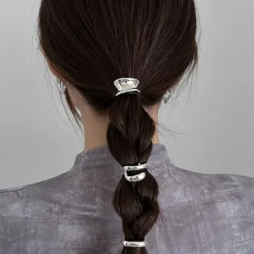 3 Pcs Silver 1-Inch Metal Ponytail Holder Hair Clips