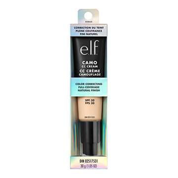 e.l.f. Camo CC Cream, SPF 30 Color-Correcting Medium-To-Full Coverage Face Foundation, Delivers An Airbrushed Finish, Vegan & Cruelty-Free, Fair 100 W