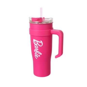 MINISO Barbie Collection Steel Cup with Handle and Straw (1600mL) - Stylish and Sustainable Drinkwar...