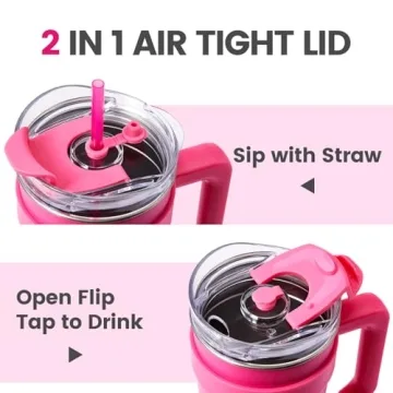 Stylish Barbie Steel Cup with Handle and Straw 1600mL