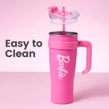 Stylish Barbie Steel Cup with Handle and Straw 1600mL