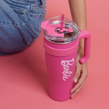 Stylish Barbie Steel Cup with Handle and Straw 1600mL