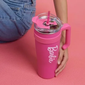 Stylish Barbie Steel Cup with Handle and Straw 1600mL