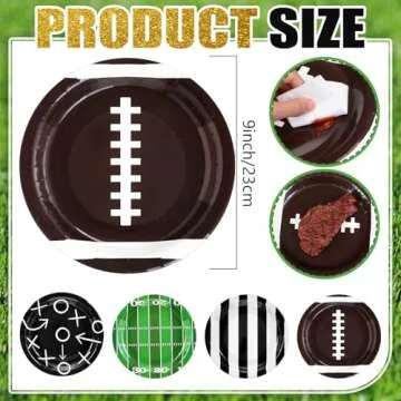 Zhehao 48 Pcs Football Party Supplies - 9" American Football Plates